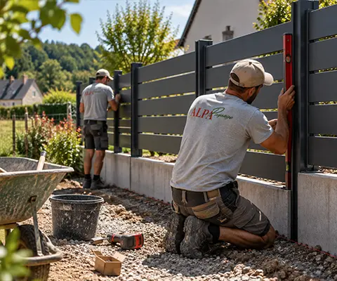 Aménagement extérieur avec clôture et terrasse dans le Loir-et-Cher