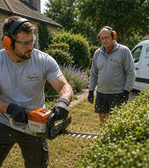 Paysagiste ALPA entretenant un jardin dans le Loir-et-Cher